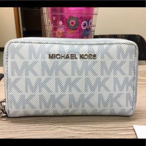 Michael Kors wristlet/wallet baby blue monogram